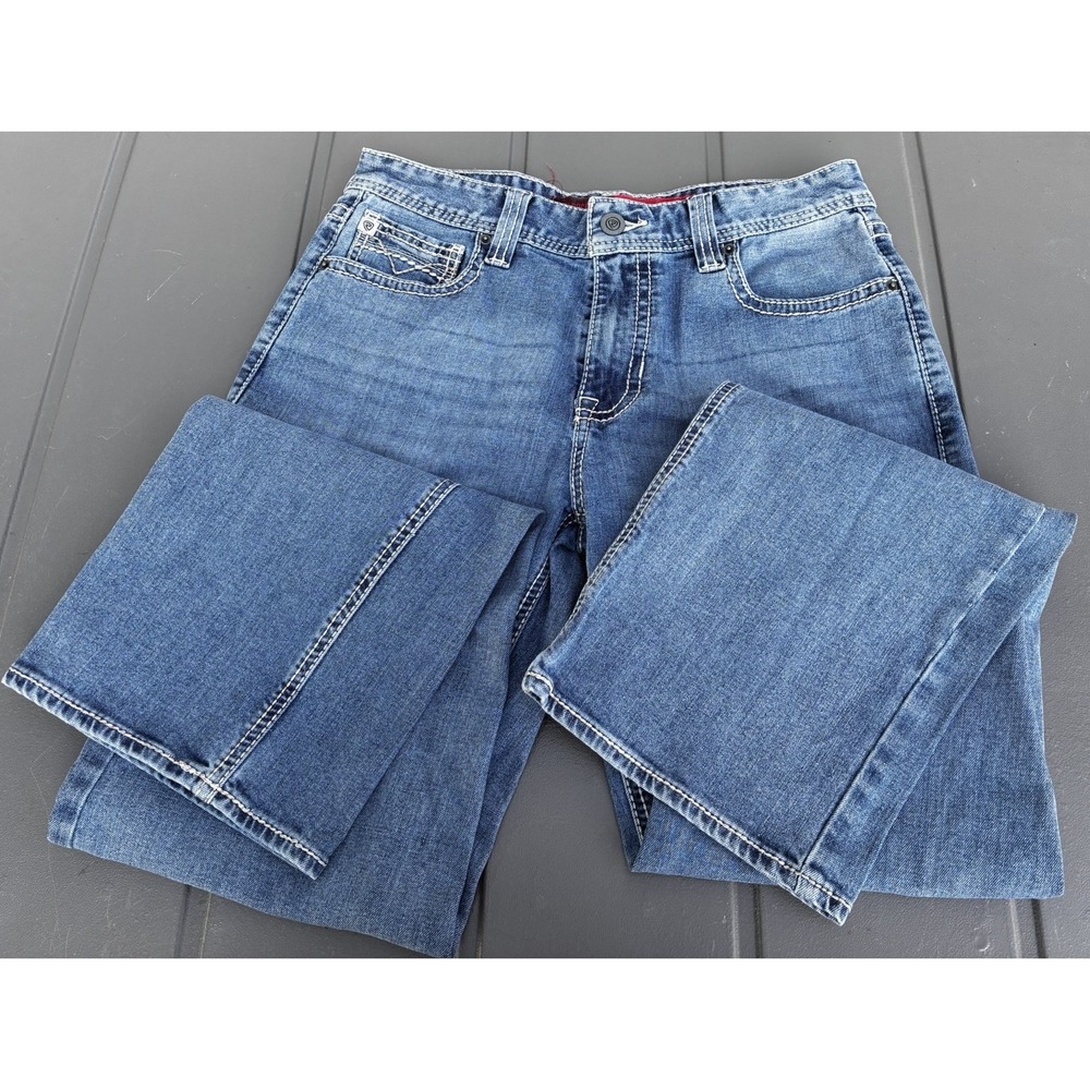 Rock & Roll Denim Jeans Mens 32 x 34 Blue Double Barrel Straight Leg Western